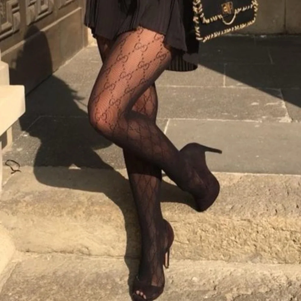 G Logo Black Patterned Tights Hosiery New